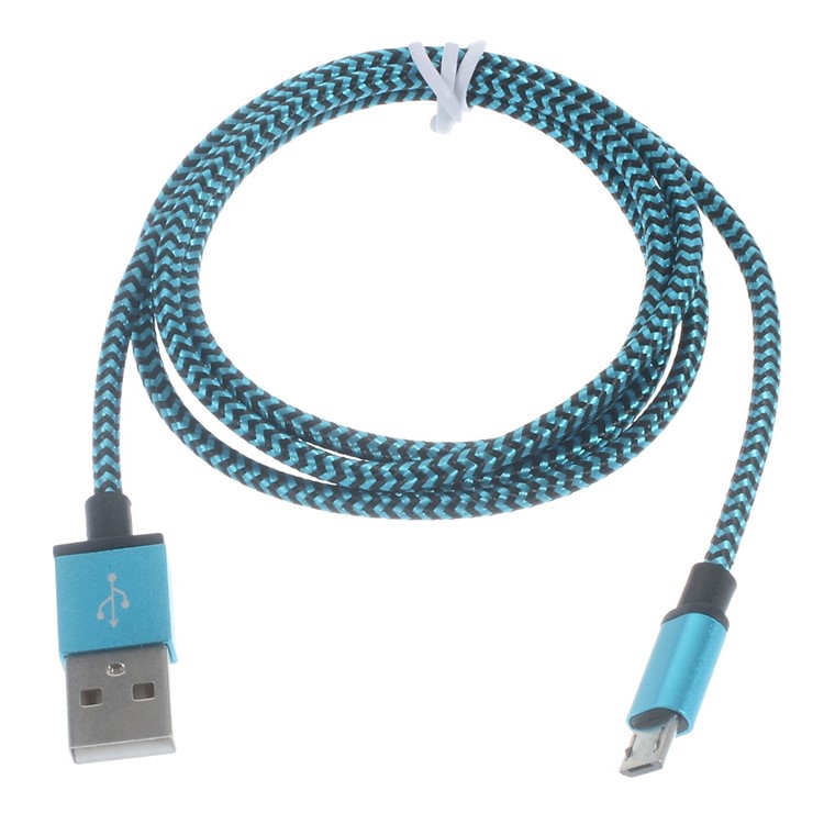 Woven Micro USB Data Sync Charge Cable for Samsung HTC LG Sony - Blue-2