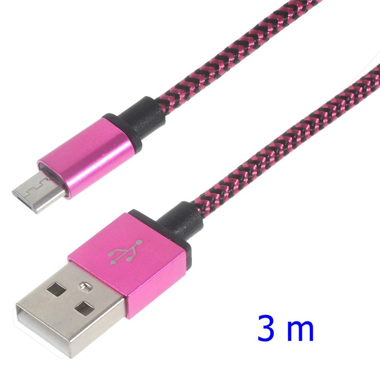 3M Data Sync Charge Micro USB Cable Braided Cord for Samsung HTC Huawei - Rose-1