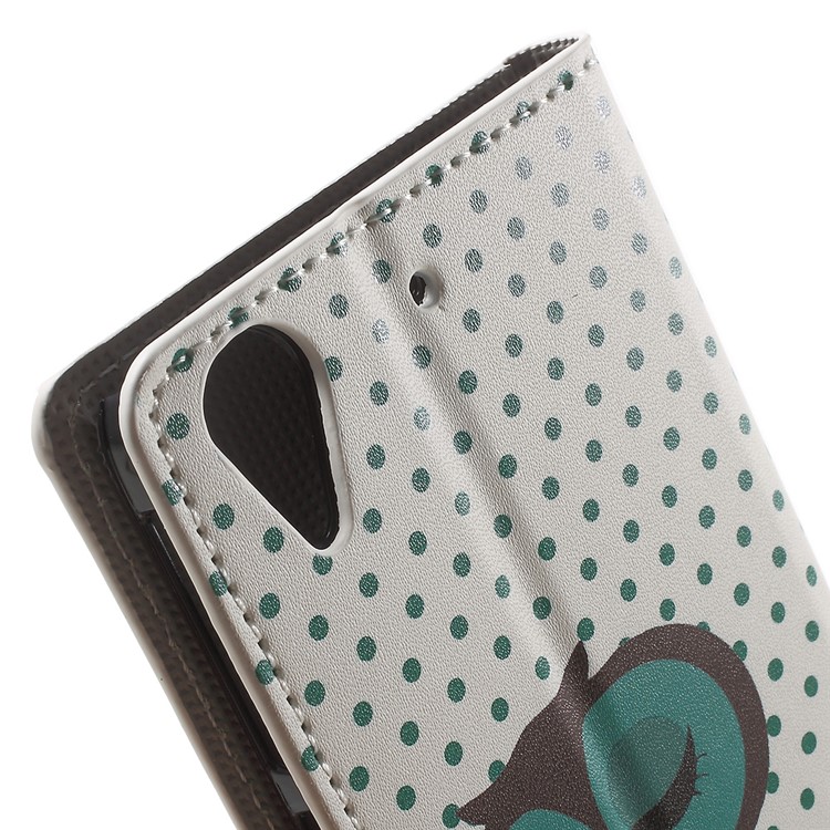 Leather Card Slot Case for HTC Desire 530/630 with Stand - Dozing Owl-7
