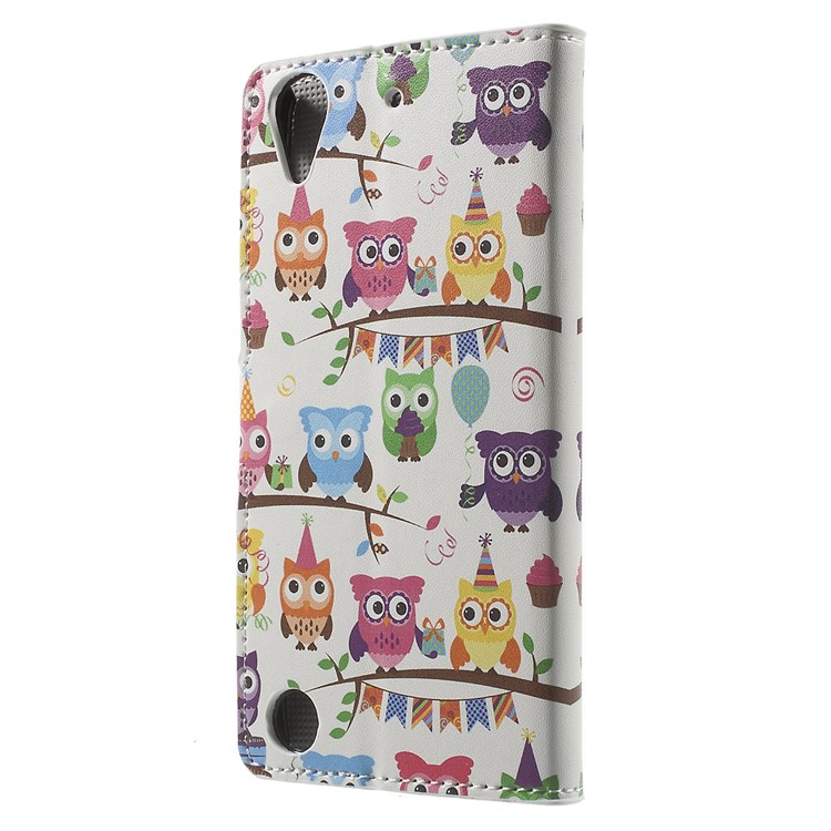 Leather Wallet Case for HTC Desire 530/630 with Stand - Owl Family-2