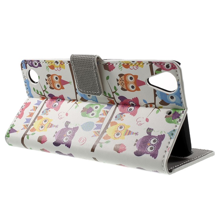 Leather Wallet Case for HTC Desire 530/630 with Stand - Owl Family-3