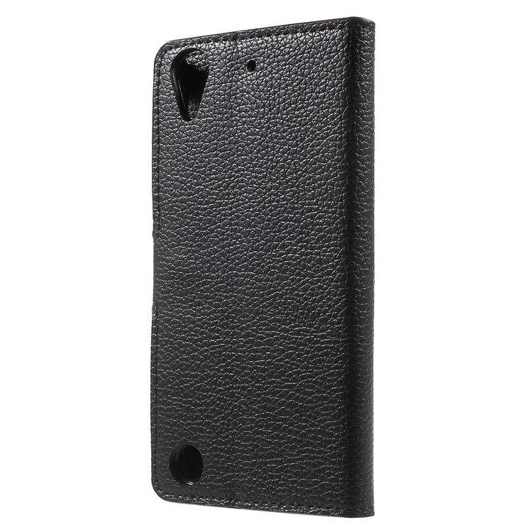 Litchi Skin Wallet Leather Stand Case for HTC Desire 530/630 - Black-2