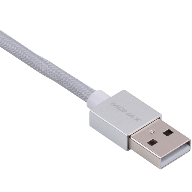 MOMAX Elite Link 1M Type-C USB Sync Charging Cable Braided Cord - Silver Color-7