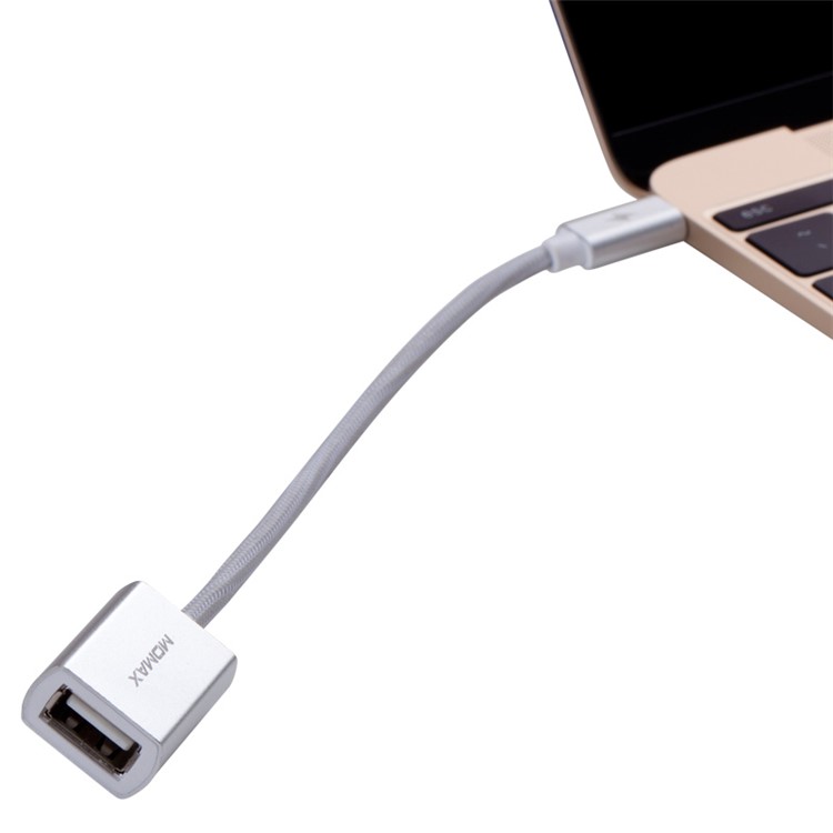 MOMAX Elite Link USB Type-C to Type-A Female Sync Charge Cable with OTG - Silver Color-10