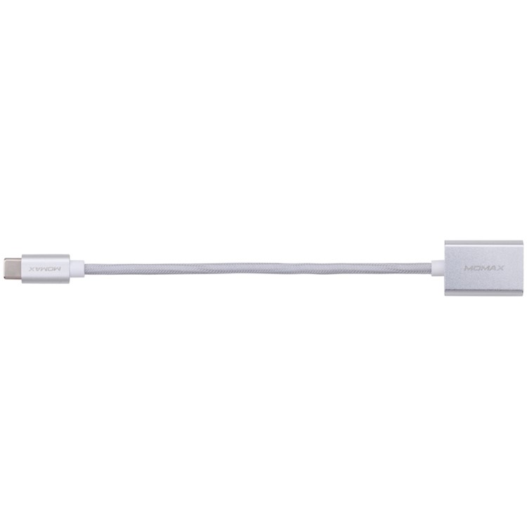 MOMAX Elite Link USB Type-C to Type-A Female Sync Charge Cable with OTG - Silver Color-2