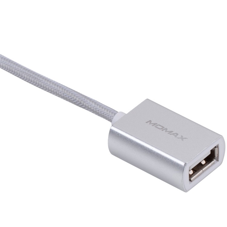 MOMAX Elite Link USB Type-C to Type-A Female Sync Charge Cable with OTG - Silver Color-7
