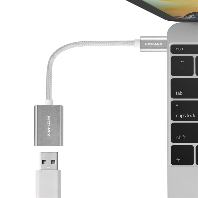 MOMAX Elite Link USB Type-C to Type-A Female Sync Charge Cable with OTG - Silver Color-8