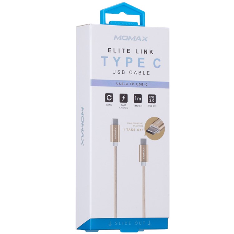 MOMAX Elite Link Type-C Male to Male USB Data Charge Cable Braided Cord 1M - Gold Color-10