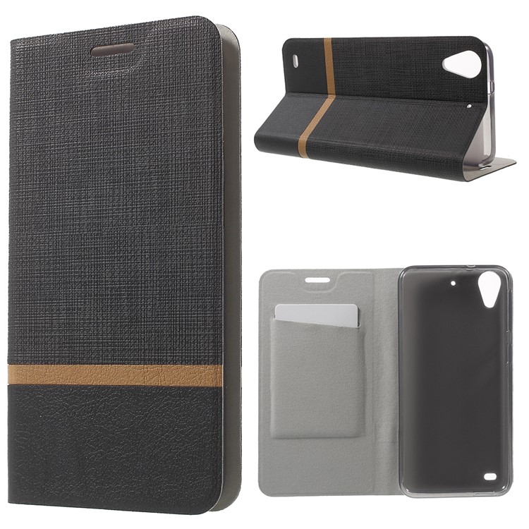 Cross Texture Leather Stand Flip Case for HTC Desire 530 - Black-1