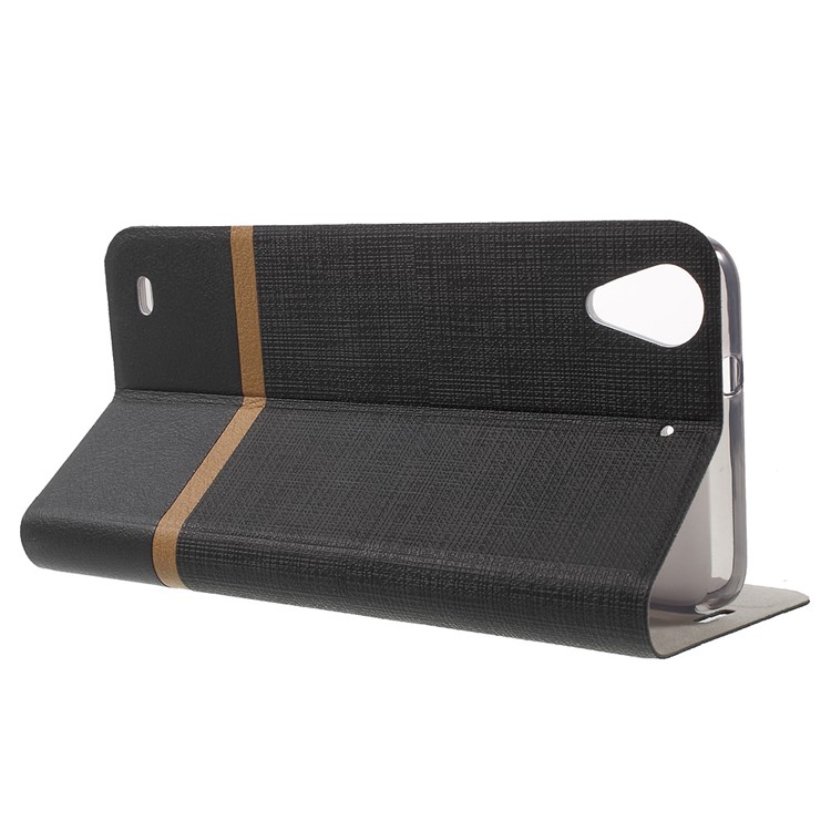 Cross Texture Leather Stand Flip Case for HTC Desire 530 - Black-3