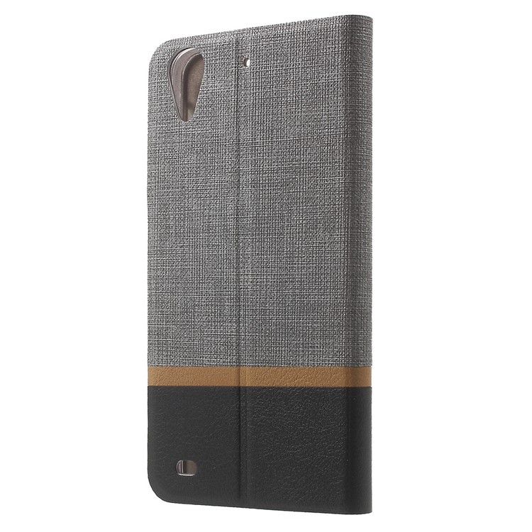 Cross Texture Leather Card Holder Shell Cover for HTC Desire 530 - Grey-2