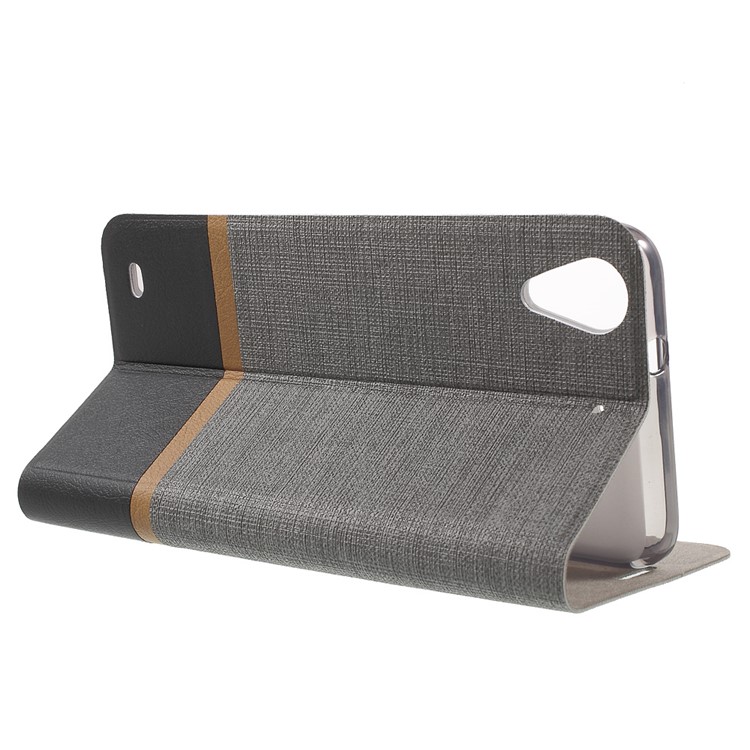 Cross Texture Leather Card Holder Shell Cover for HTC Desire 530 - Grey-3