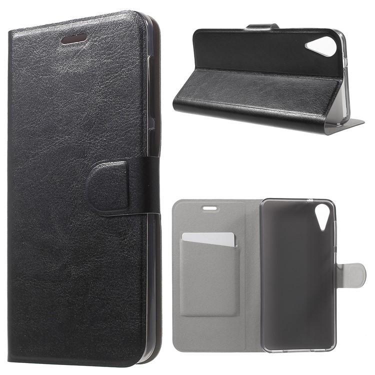 Custodia In Pelle Pazzo Per Portacarte Per HTC Desire 825 In Lamiera Di Acciaio Al Manganese - Nero-1