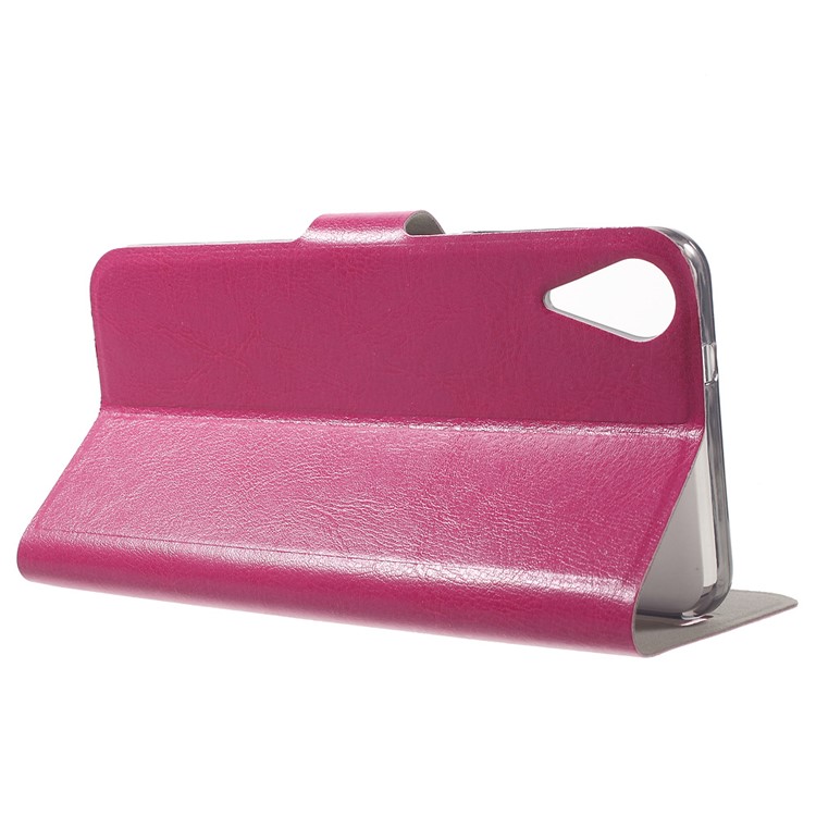 Crazy Horse Card Holder Leather Shell for HTC Desire 825 - Rose-3