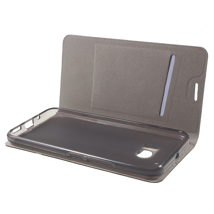 Cross Texture Card Holder Leather Case for HTC 10 with Manganese Steel Sheet - Black-5