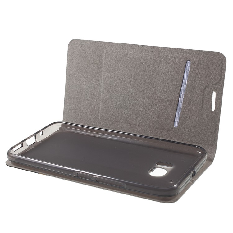 Cross Texture Card Holder Leather Cover for HTC 10 with Manganese Steel Sheet - Grey-5