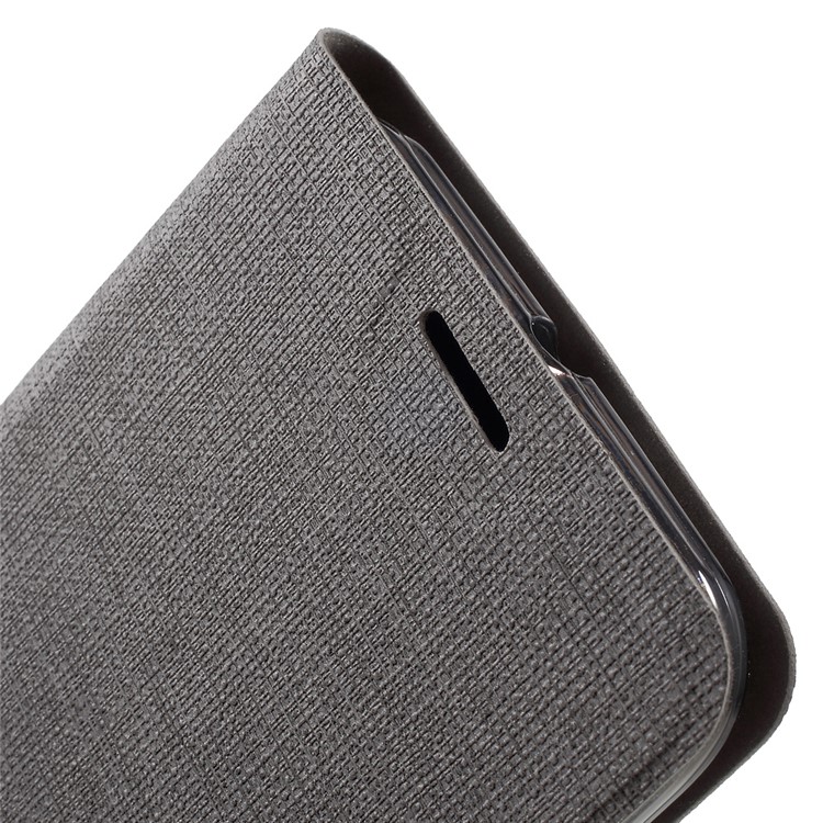 Cross Texture Card Holder Leather Cover for HTC 10 with Manganese Steel Sheet - Grey-7
