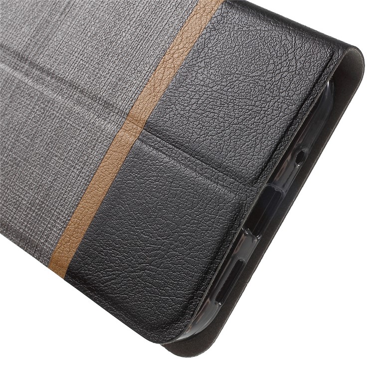 Cross Texture Card Holder Leather Cover for HTC 10 with Manganese Steel Sheet - Grey-8