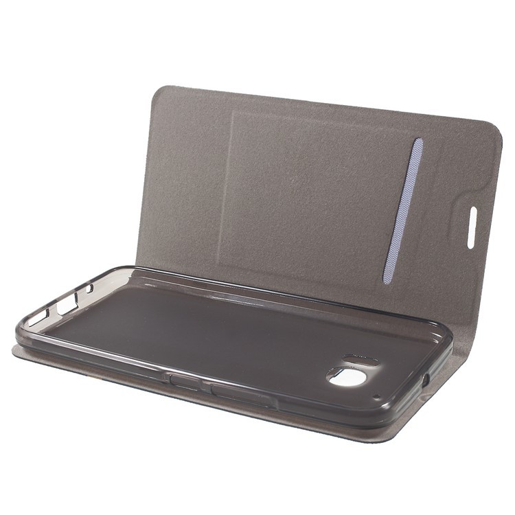 Cross Texture Stand Leather Shell for HTC 10 with Manganese Steel Sheet - Dark Blue-5