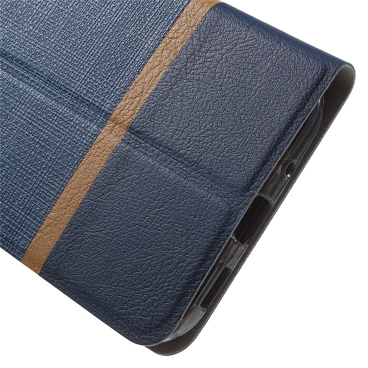 Cross Texture Stand Leather Shell for HTC 10 with Manganese Steel Sheet - Dark Blue-7