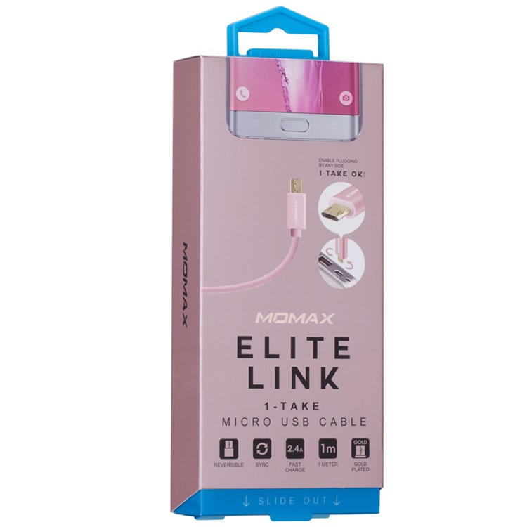 MOMAX Elite Woven 1M Reversible Micro USB Data Sync Charging Cable for Samsung Sony HTC - Rose Gold Color-13