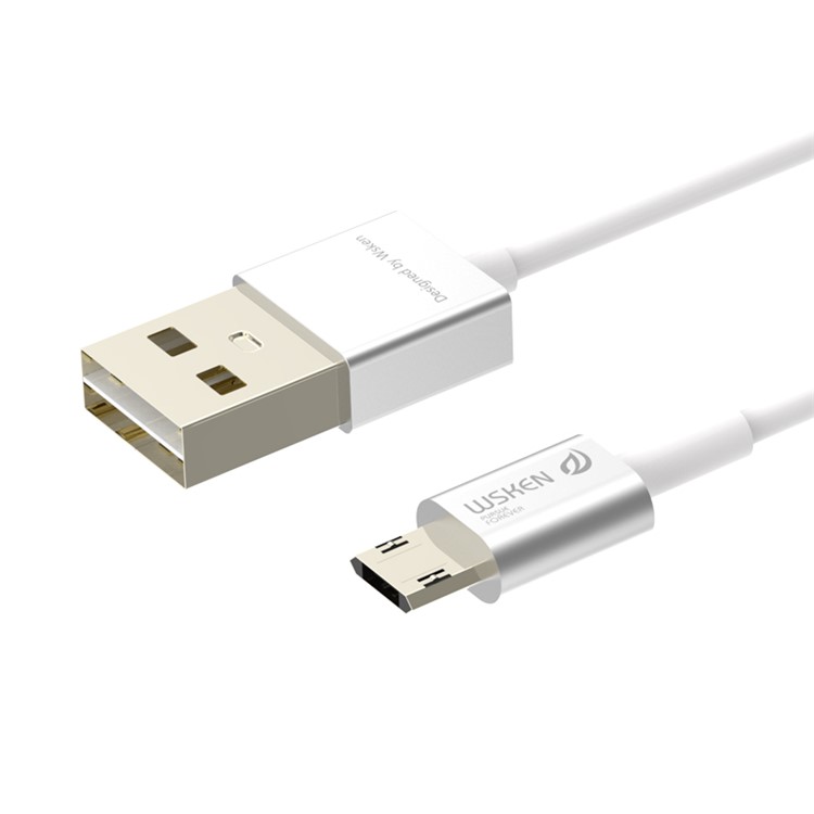 WSKEN Reversible Micro USB Data Sync Charge Cable for Samsung LG - Silver Color-3