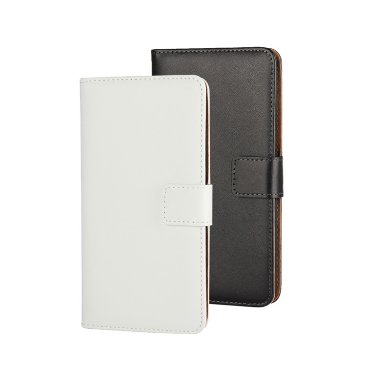 Genuine Split Leather Wallet Case Stand for HTC 10 / 10 Lifestyle - Black-11
