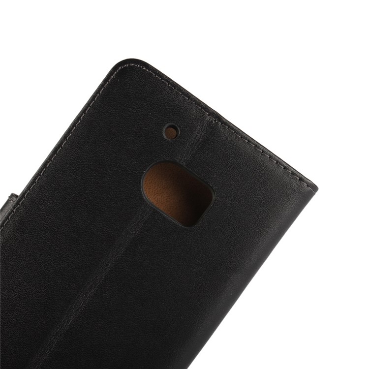 Genuine Split Leather Wallet Case Stand for HTC 10 / 10 Lifestyle - Black-6