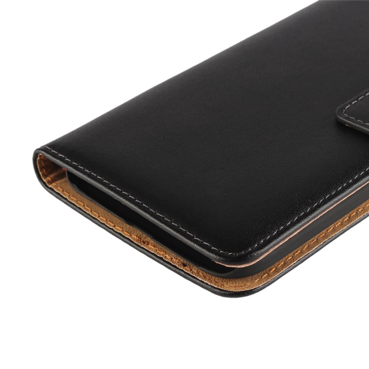 Genuine Split Leather Wallet Case Stand for HTC 10 / 10 Lifestyle - Black-7