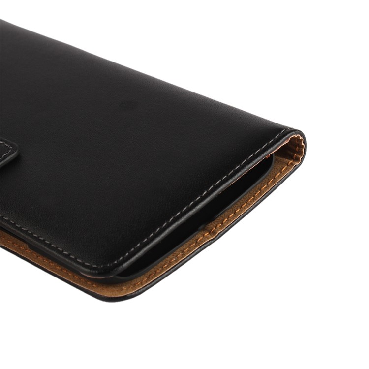Genuine Split Leather Wallet Case Stand for HTC 10 / 10 Lifestyle - Black-8