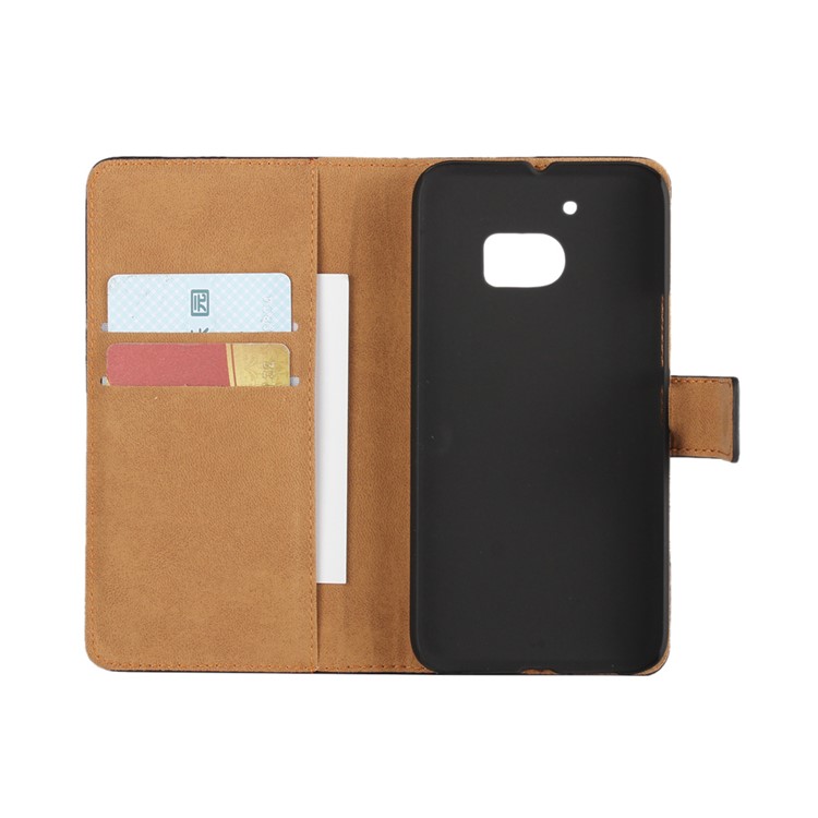 Genuine Split Leather Wallet Case Stand for HTC 10 / 10 Lifestyle - Black-9