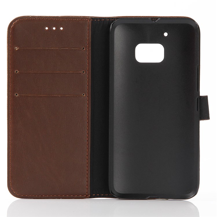 Crazy Horse Leather Wallet Shell for HTC 10/Lifestyle with Stand - Coffee-3