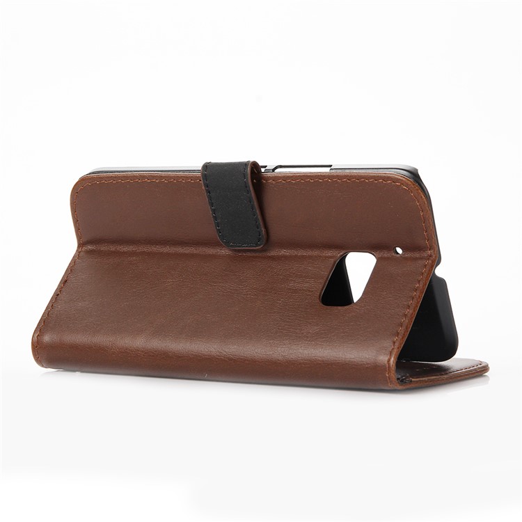 Crazy Horse Leather Wallet Shell for HTC 10/Lifestyle with Stand - Coffee-4