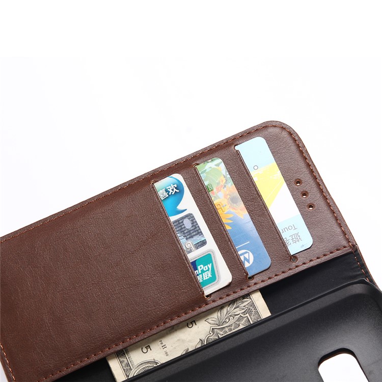 Crazy Horse Leather Wallet Shell for HTC 10/Lifestyle with Stand - Coffee-5