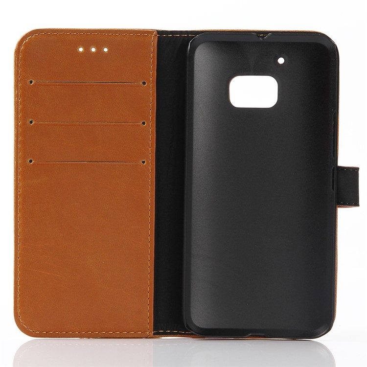 Crazy Horse Leather Wallet Case for HTC 10/Lifestyle with Stand - Brown-3