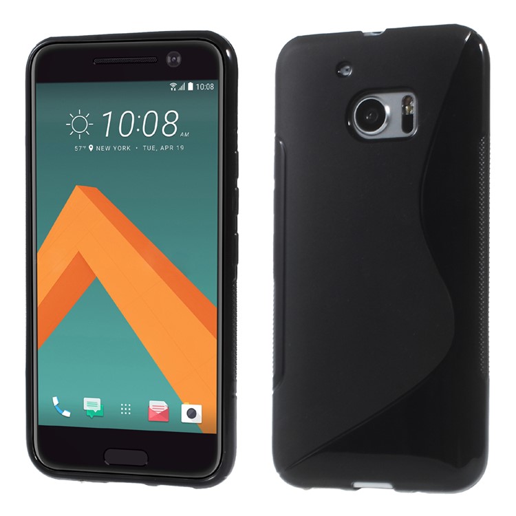 S Shape Soft TPU Case Cover for HTC 10 / 10 Lifestyle - Black-1