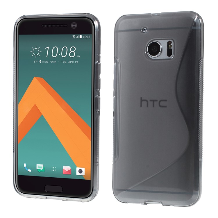 S Shape Soft TPU Skin Case for HTC 10 / 10 Lifestyle - Grey-1