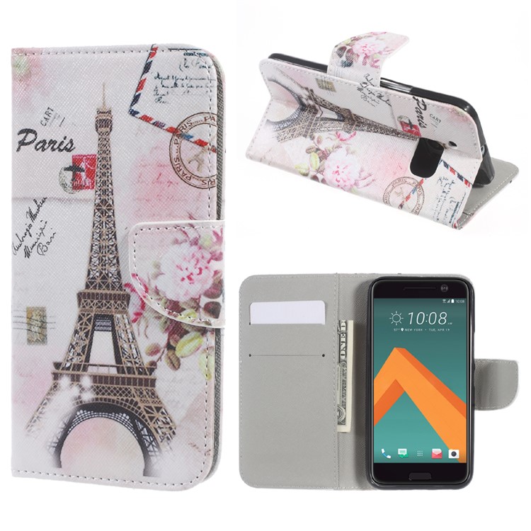 Wallet Leather Stand Phone Case for HTC 10 / 10 Lifestyle - Paris Eiffel Tower-1