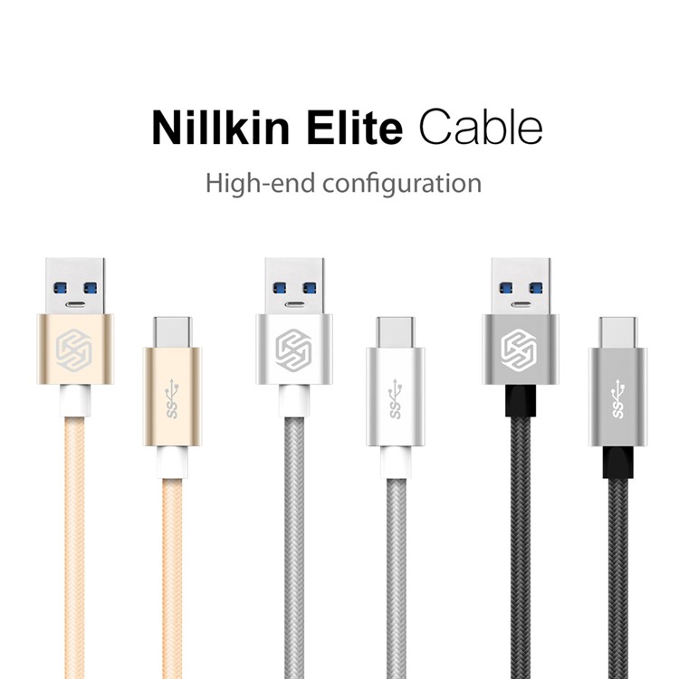 NILLKIN Elite Type-C to USB 3.0 Braided Cable for LG G5/Xiaomi Mi 5/HTC 10 - Silver Color-7