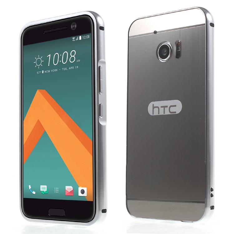 Metal Frame Brushed Acrylic Back Case for HTC 10/Lifestyle - Silver-1