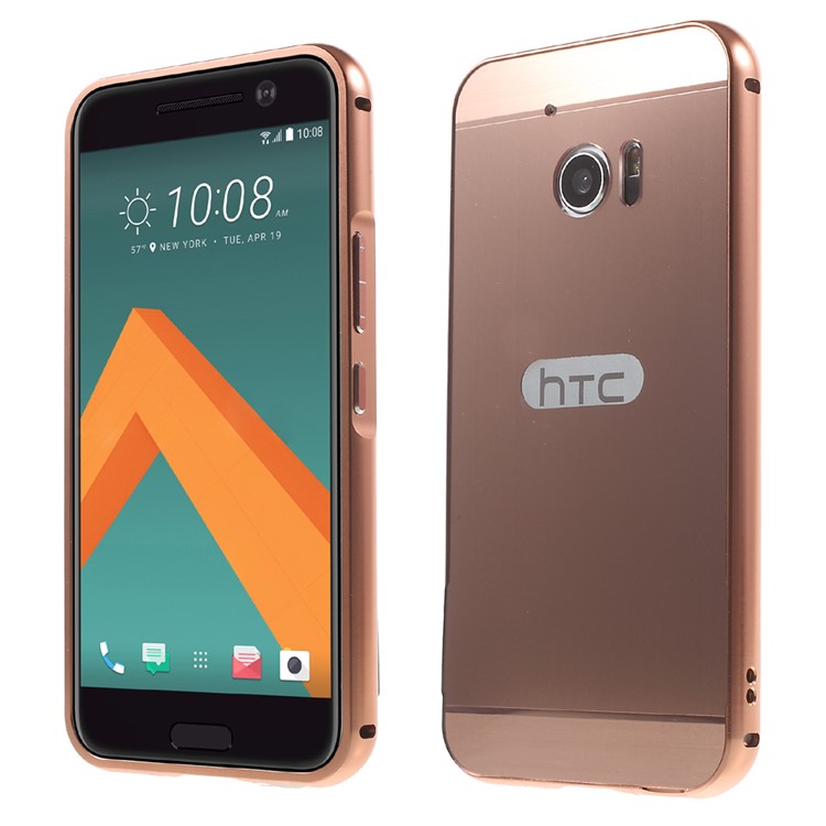 Metal Frame Brushed Acrylic Back Cover for HTC 10/Lifestyle - Rose Gold-1