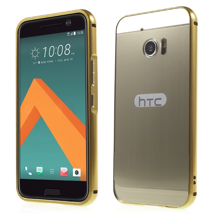 Metal Frame Brushed Acrylic Back Shell for HTC 10/Lifestyle - Champagne Gold-1