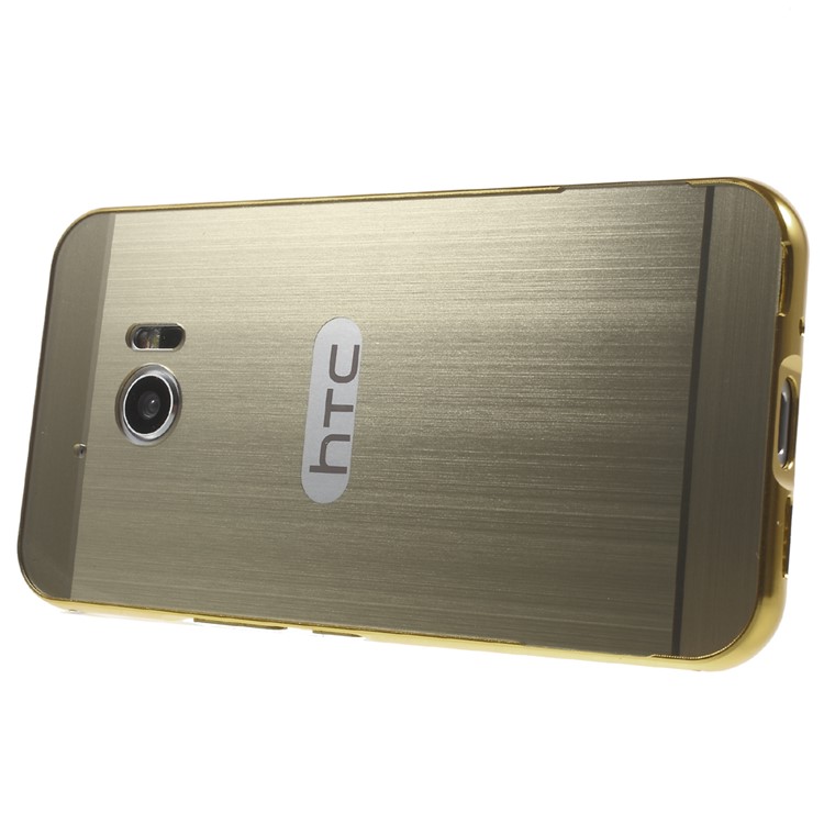Metal Frame Brushed Acrylic Back Shell for HTC 10/Lifestyle - Champagne Gold-3