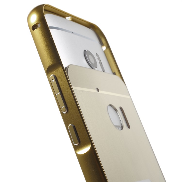 Metal Frame Brushed Acrylic Back Shell for HTC 10/Lifestyle - Champagne Gold-6
