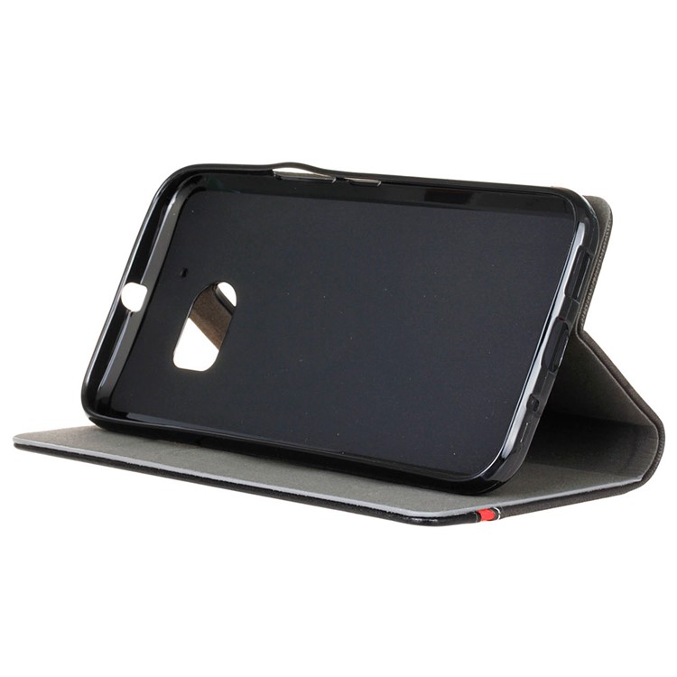 Contrast Color Stand Leather Flip Case for HTC 10/10 Lifestyle - Black-5