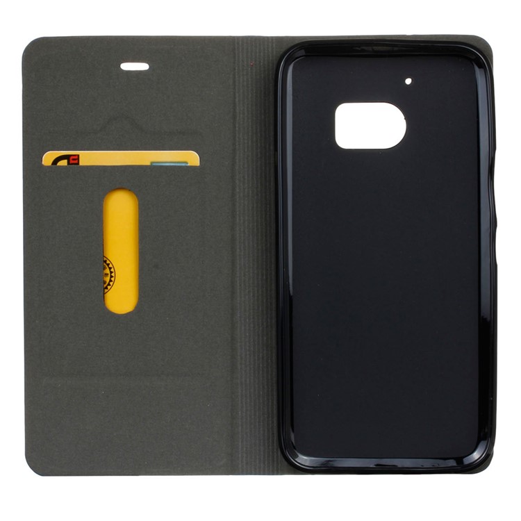 For HTC 10 / 10 Lifestyle Two-tone Linen Leather Stand Cover - Dark Grey-7