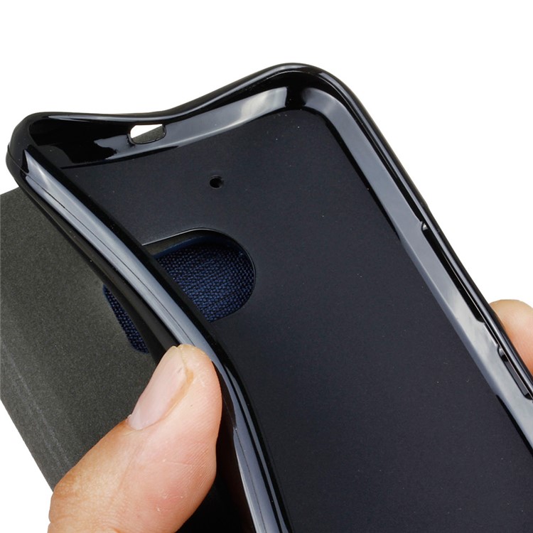 For HTC 10 / 10 Lifestyle Two-tone Linen Leather Stand Cover - Dark Grey-8