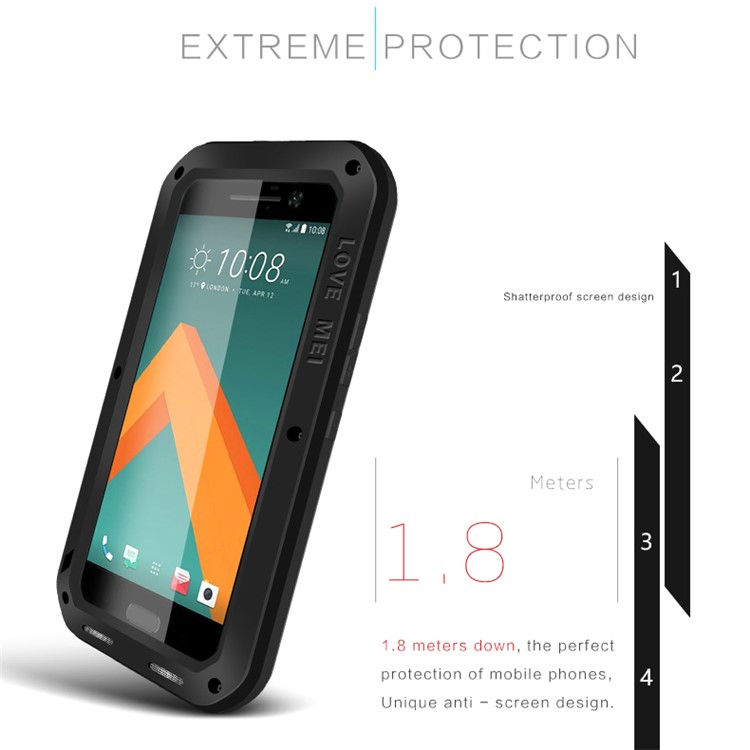 LOVE MEI for HTC 10/10 Lifestyle Shockproof Dropproof Dustproof Protection Case - Black-11