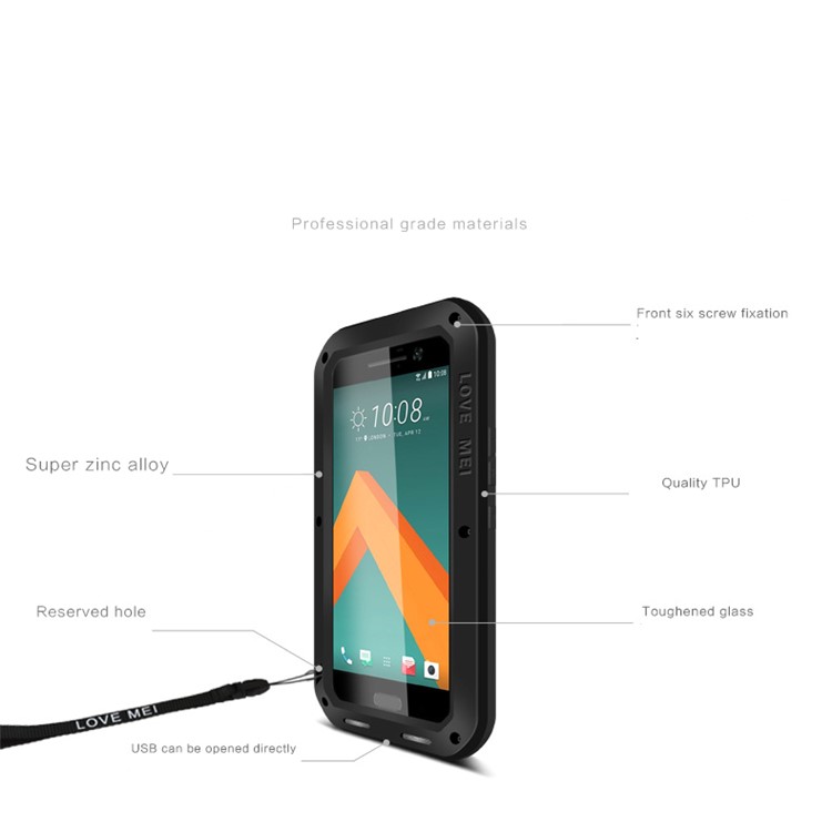 LOVE MEI for HTC 10/10 Lifestyle Shockproof Dropproof Dustproof Protection Case - Black-12