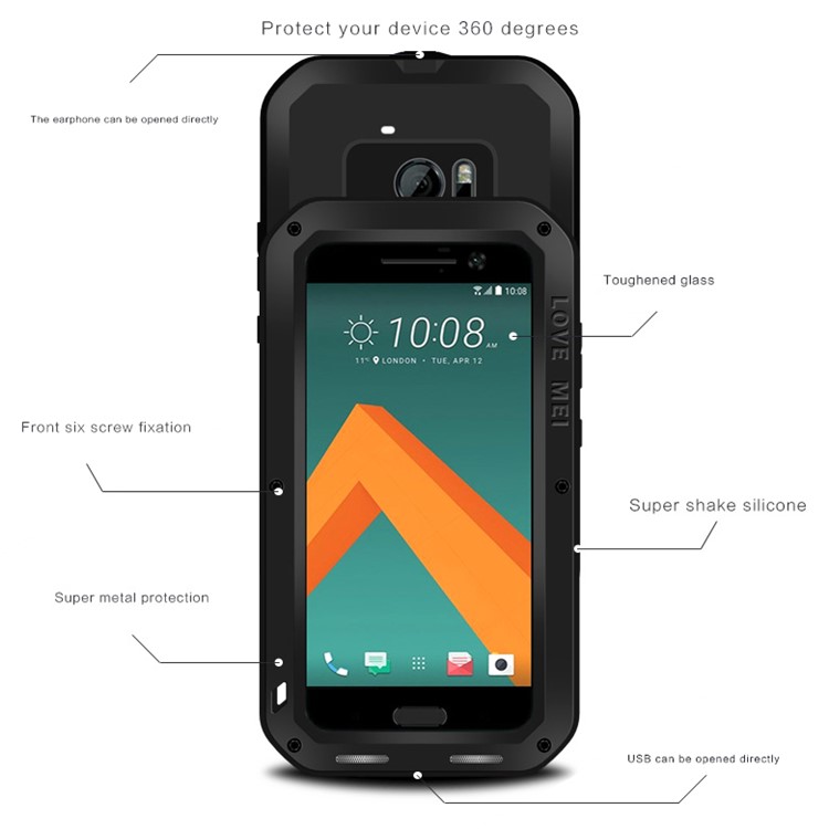 LOVE MEI for HTC 10/10 Lifestyle Shockproof Dropproof Dustproof Protection Case - Black-2